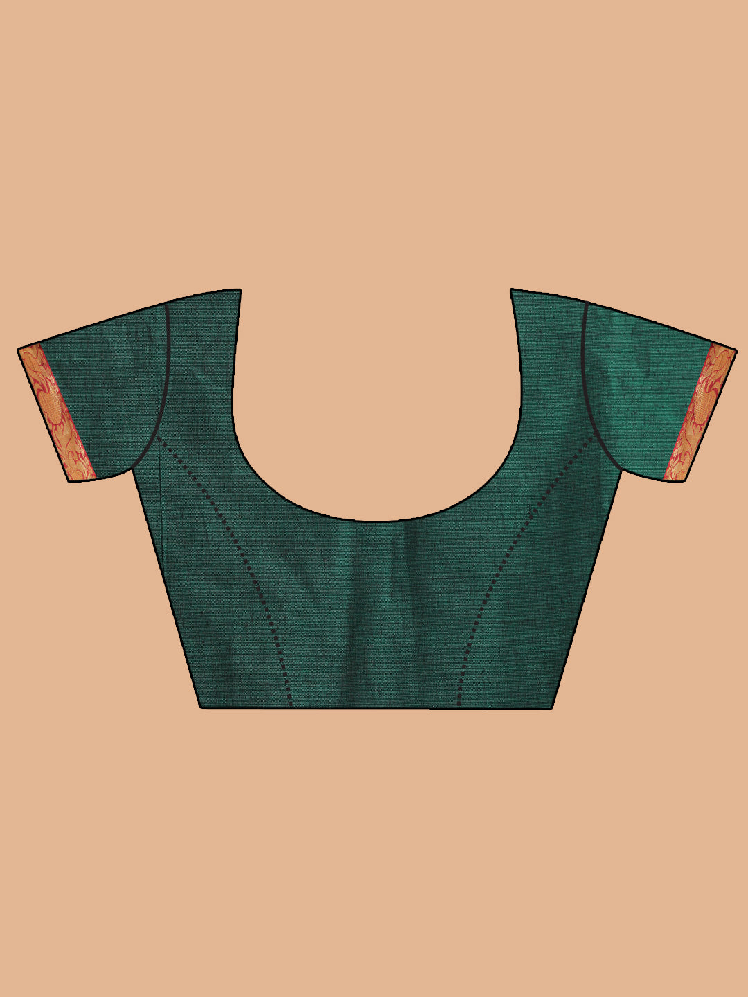 Indethnic Bottle Green Pure Cotton Woven Design Saree - Blouse Piece View