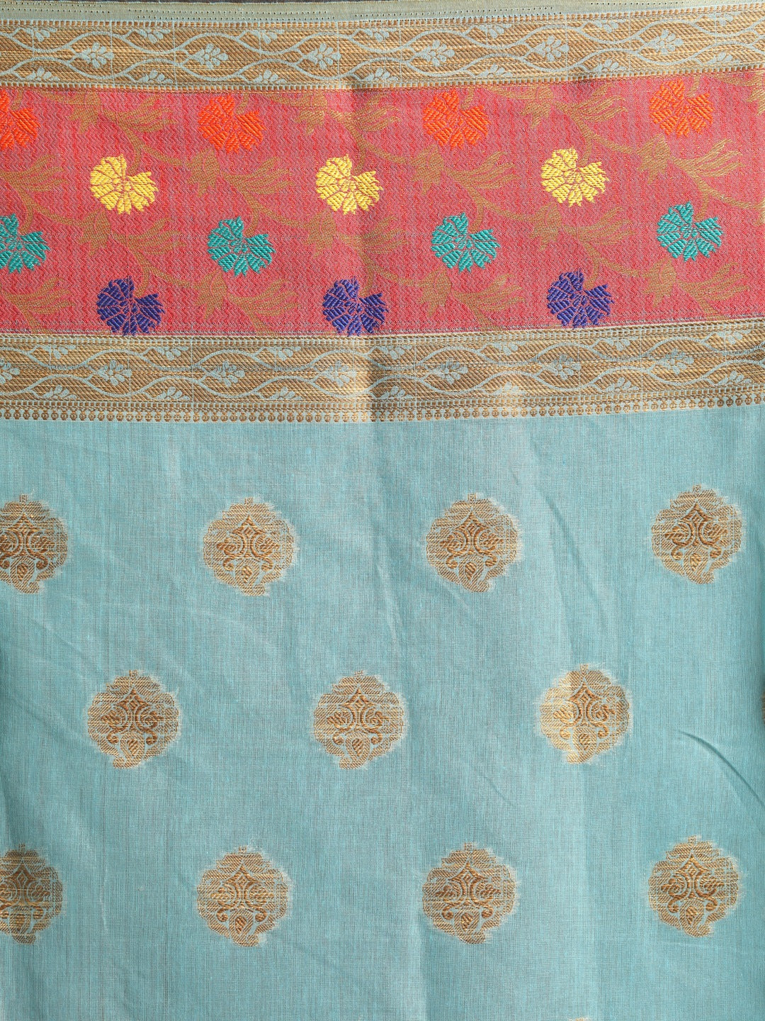 Indethnic Blue Woven Design Saree - Saree Detail View