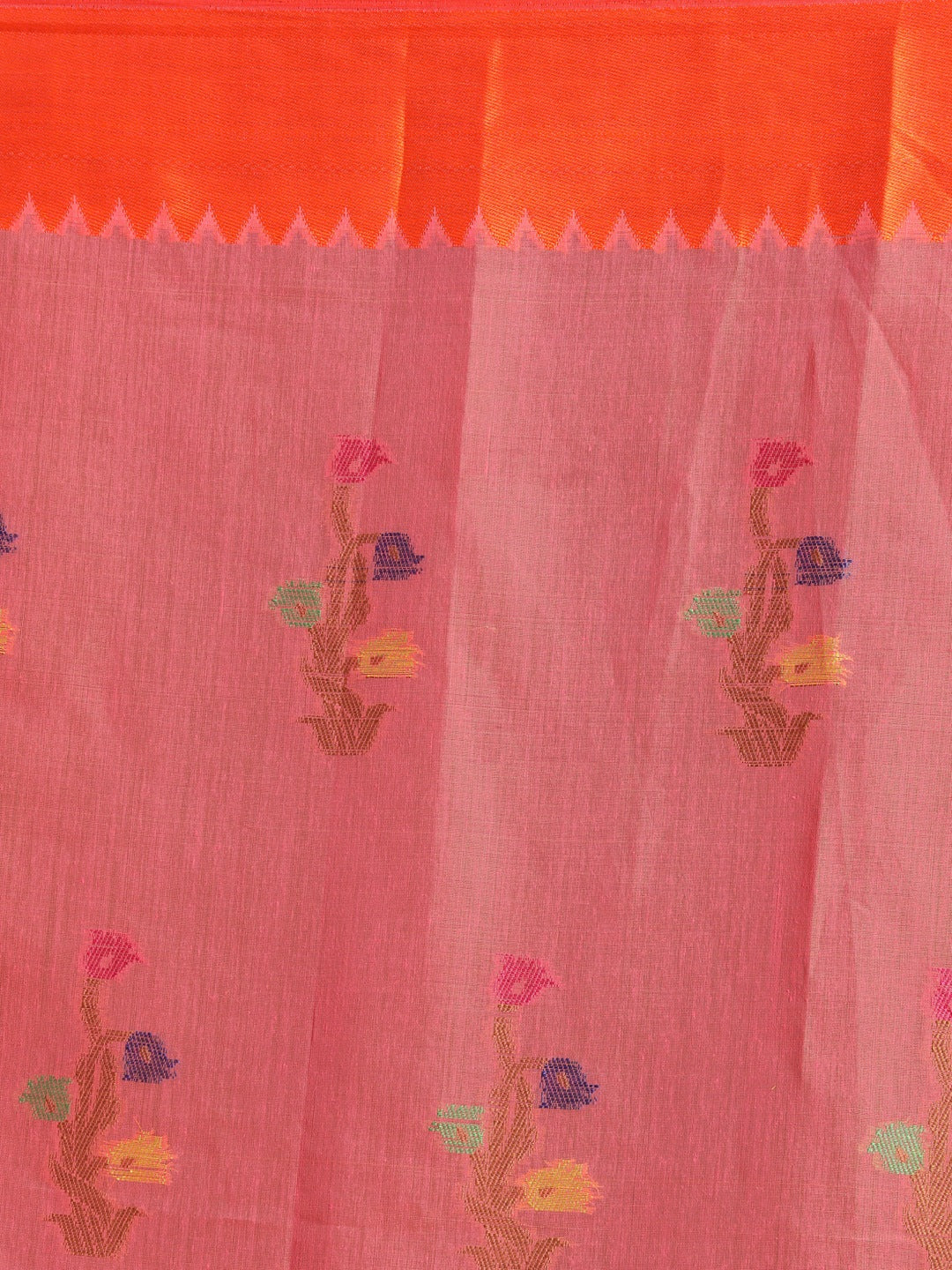 Indethnic Coral Woven Design Saree - Saree Detail View