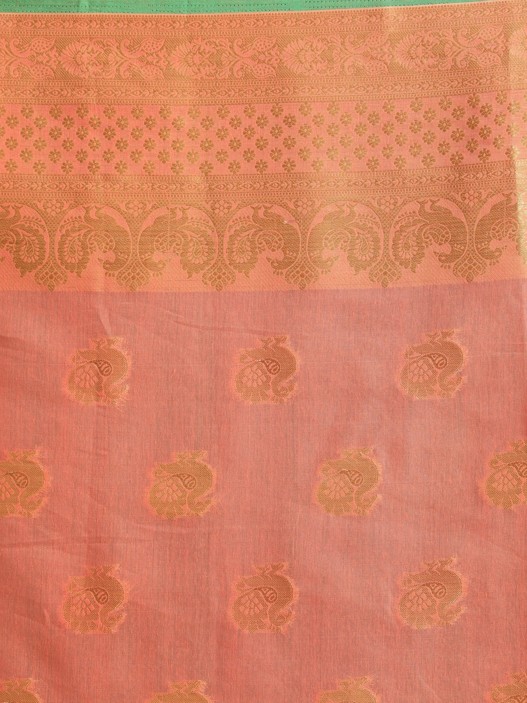 Indethnic Coral Woven Design Saree - Saree Detail View