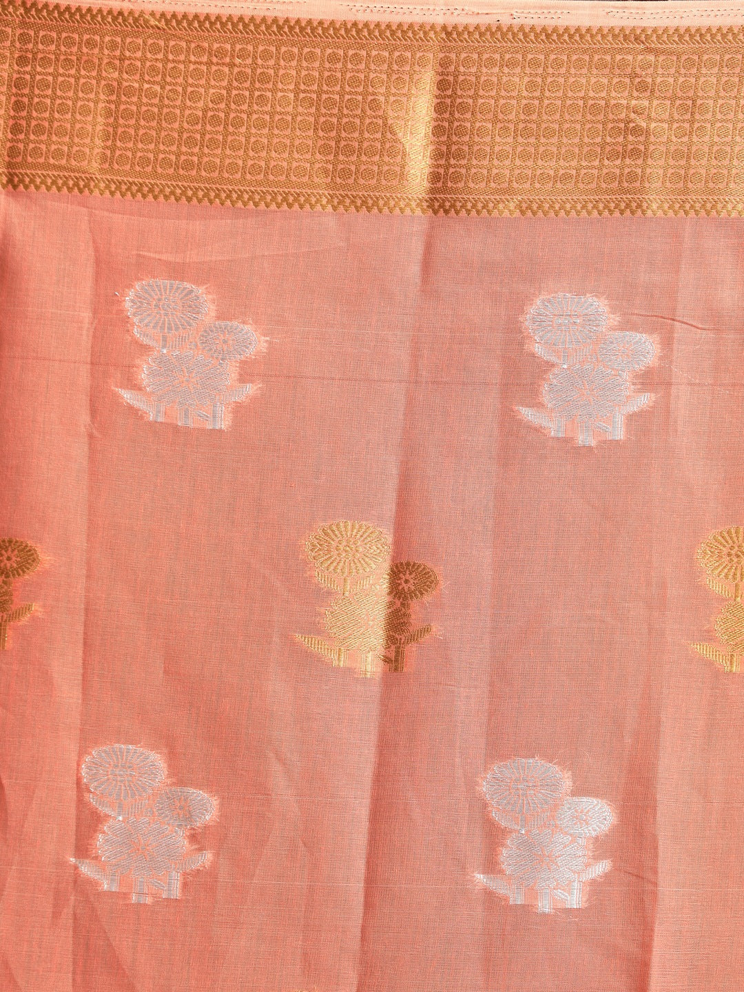 Indethnic Coral Woven Design Saree - Saree Detail View