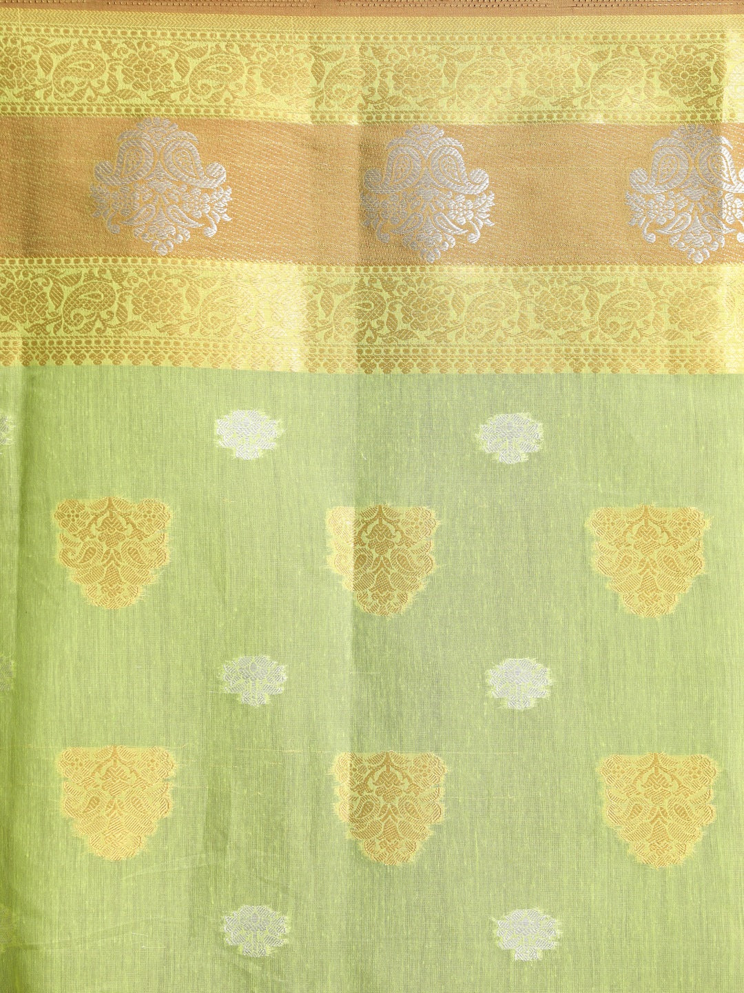 Indethnic Green Woven Design Saree - Saree Detail View