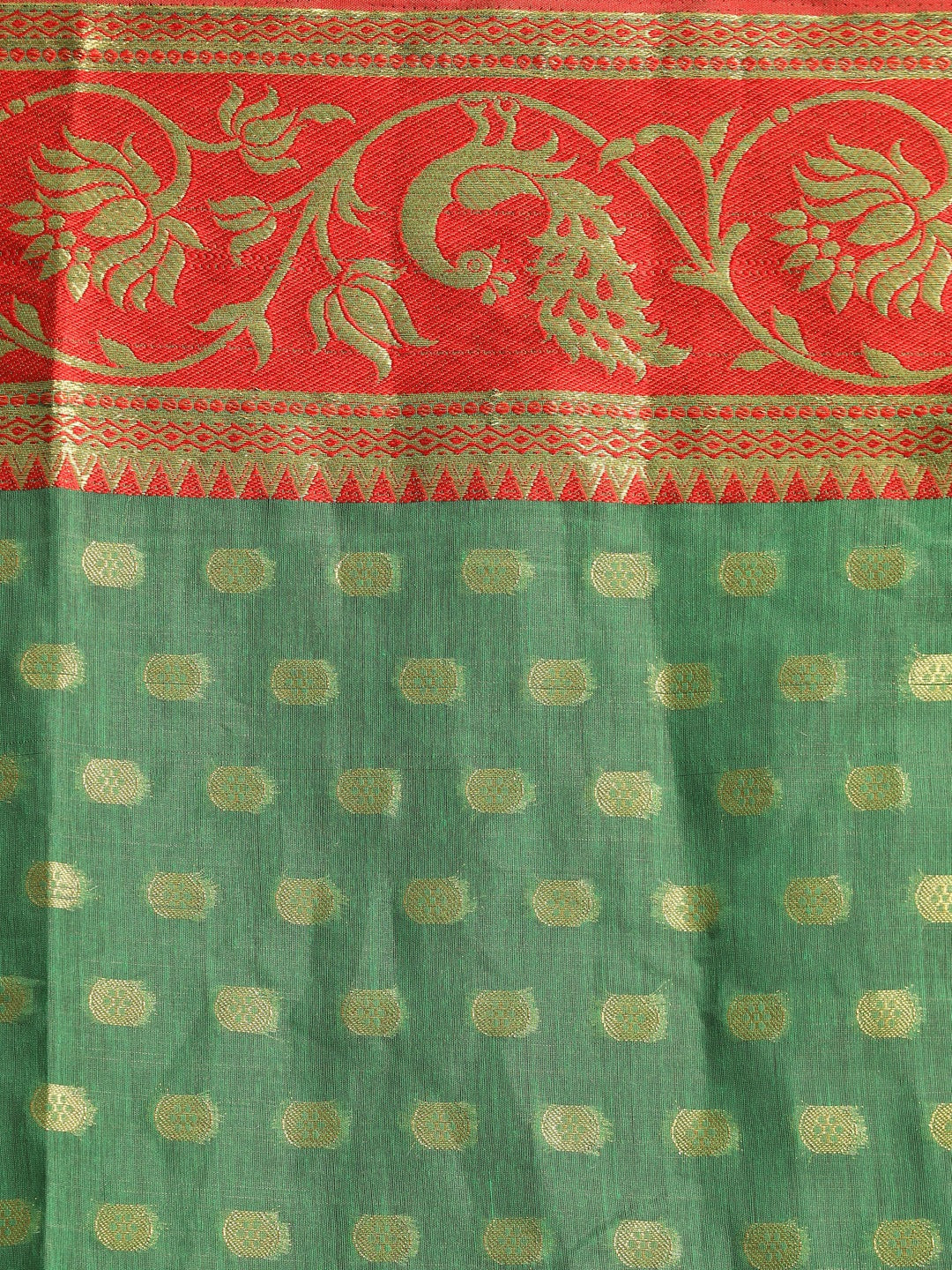 Indethnic Green Woven Design Saree - Saree Detail View