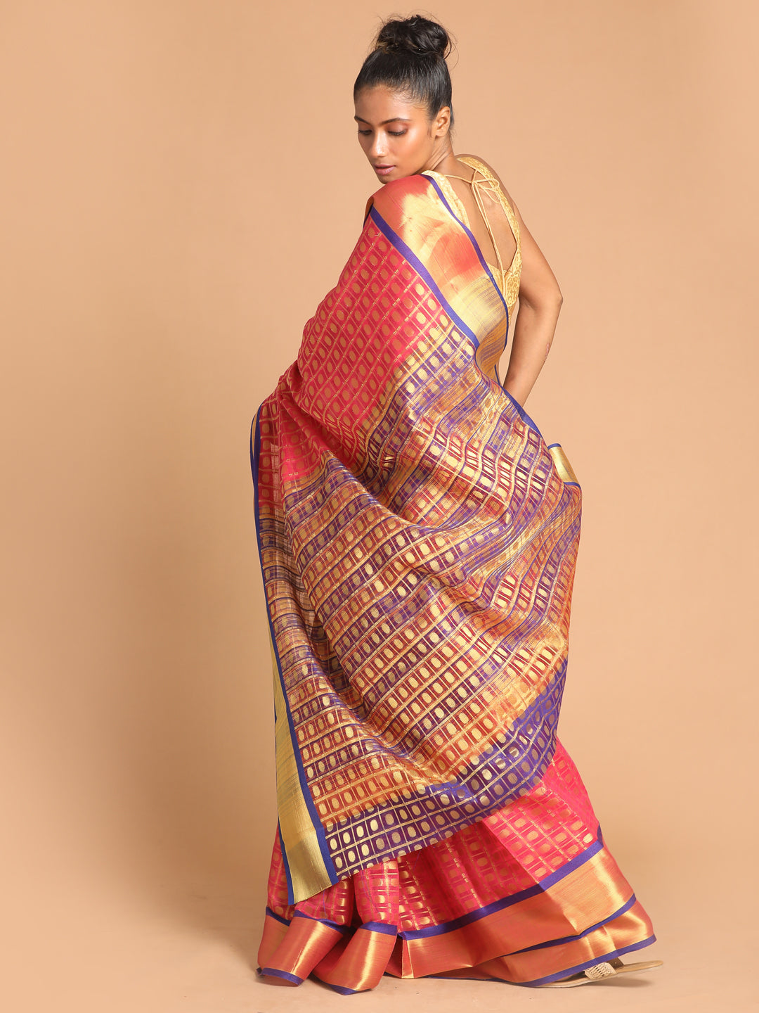 Indethnic Magenta Woven Design Saree - View 3