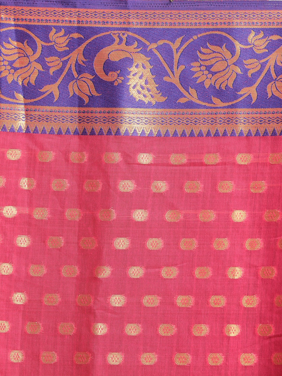 Indethnic Magenta Woven Design Saree - Saree Detail View