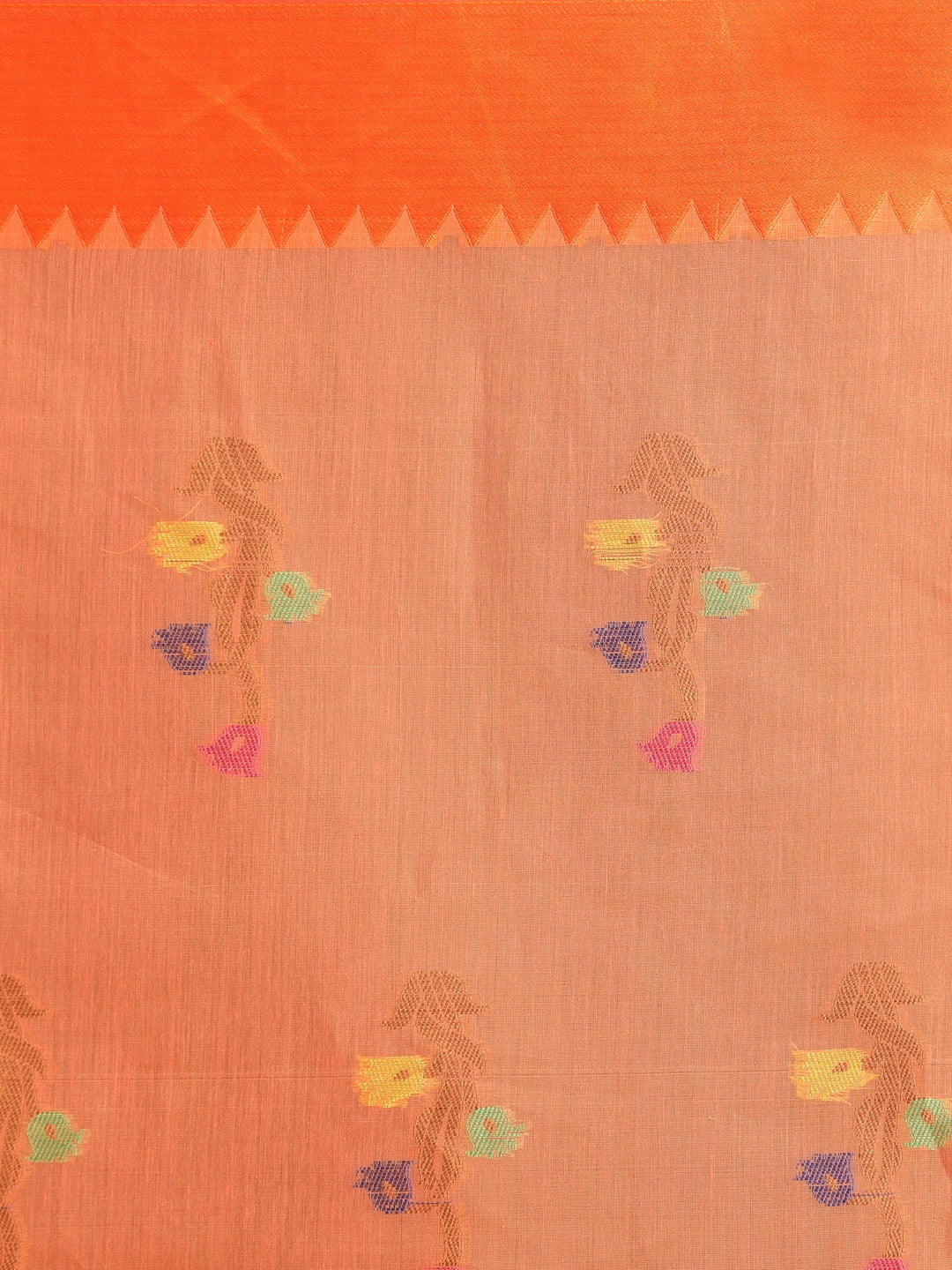 Indethnic Orange Woven Design Saree - Saree Detail View