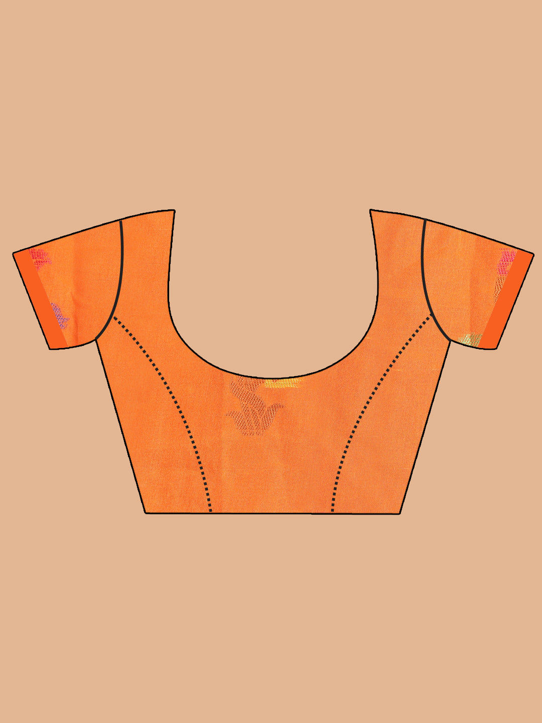 Indethnic Orange Woven Design Saree - Blouse Piece View