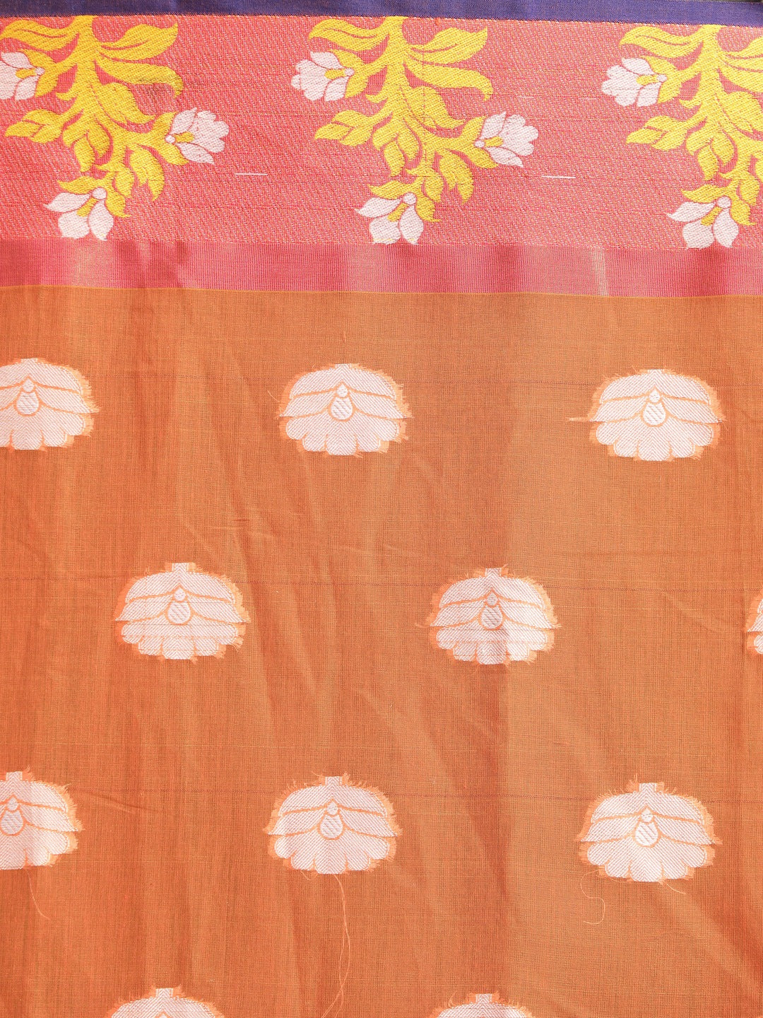 Indethnic Orange Woven Design Saree - Saree Detail View