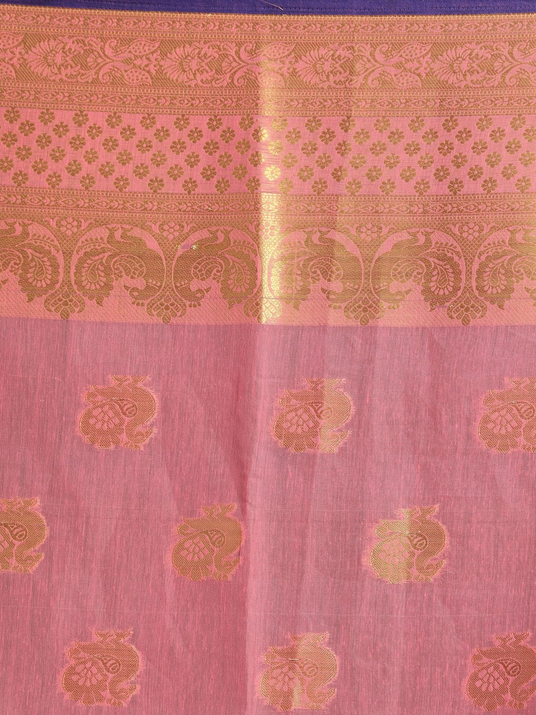 Indethnic Pink Woven Design Saree - Saree Detail View