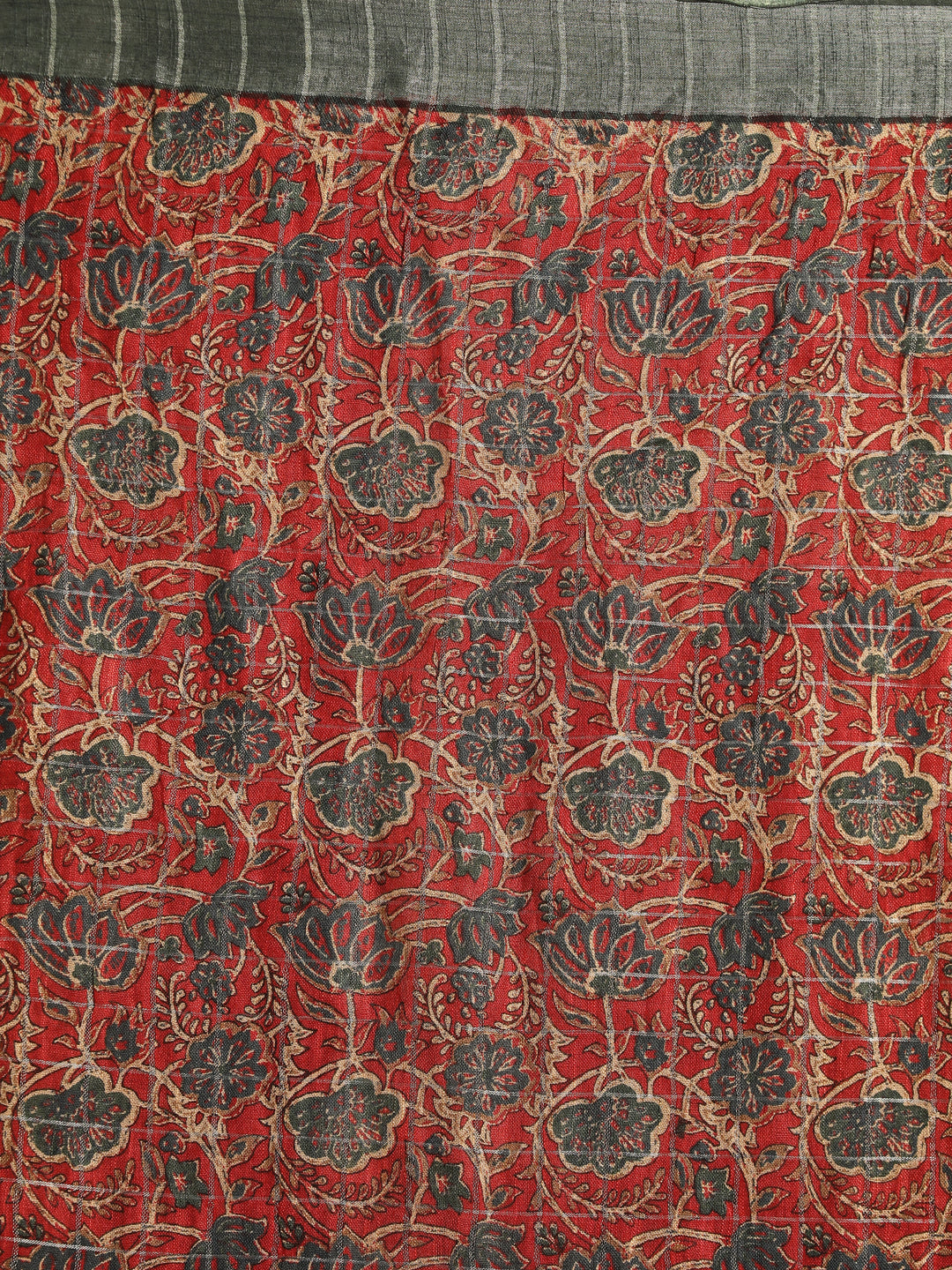 Indethnic Red Liva Printed Saree - Saree Detail View