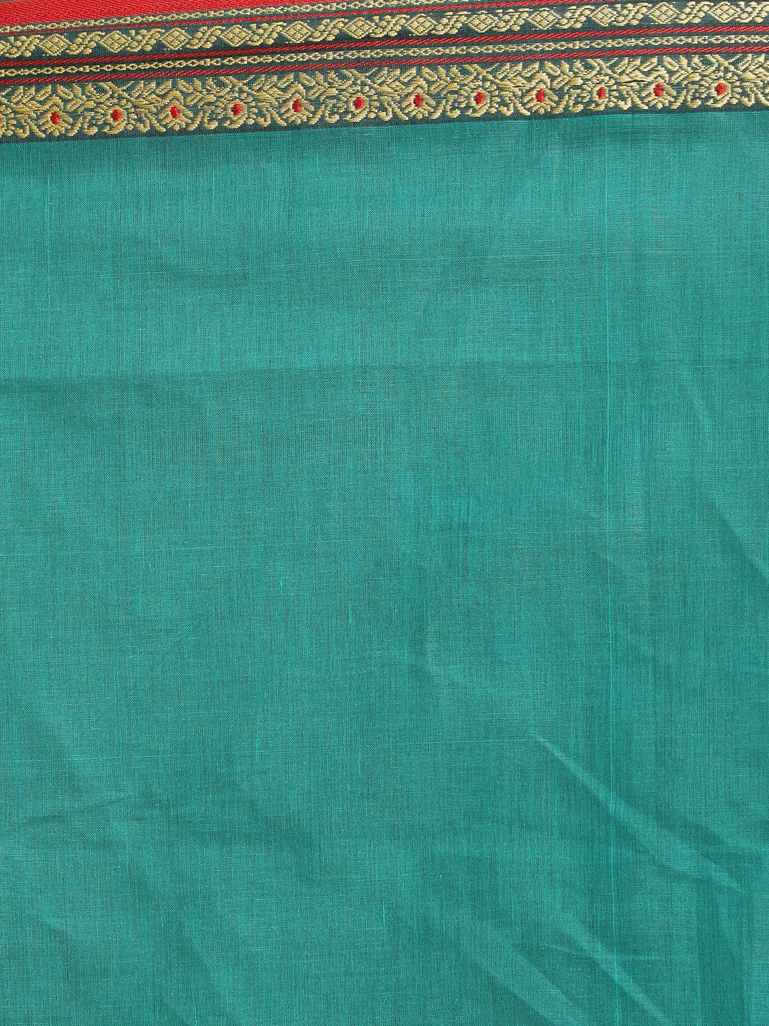 Indethnic Olive Pure Cotton Solid Saree - View 3