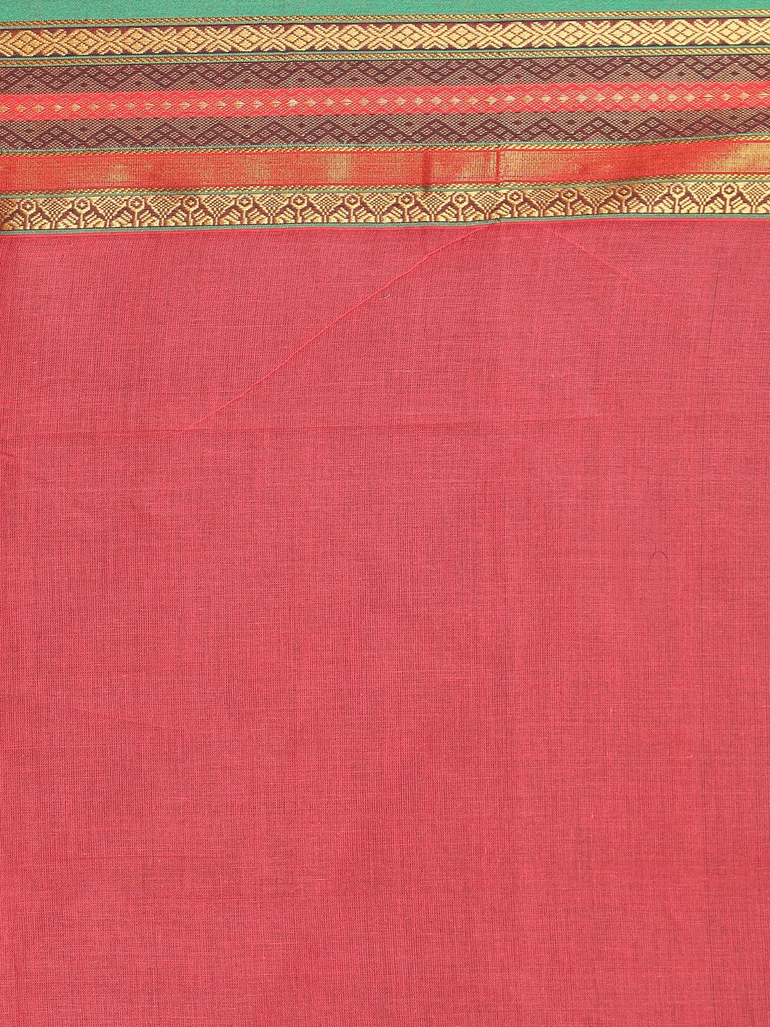 Indethnic Pink Pure Cotton Solid Saree - Saree Detail View