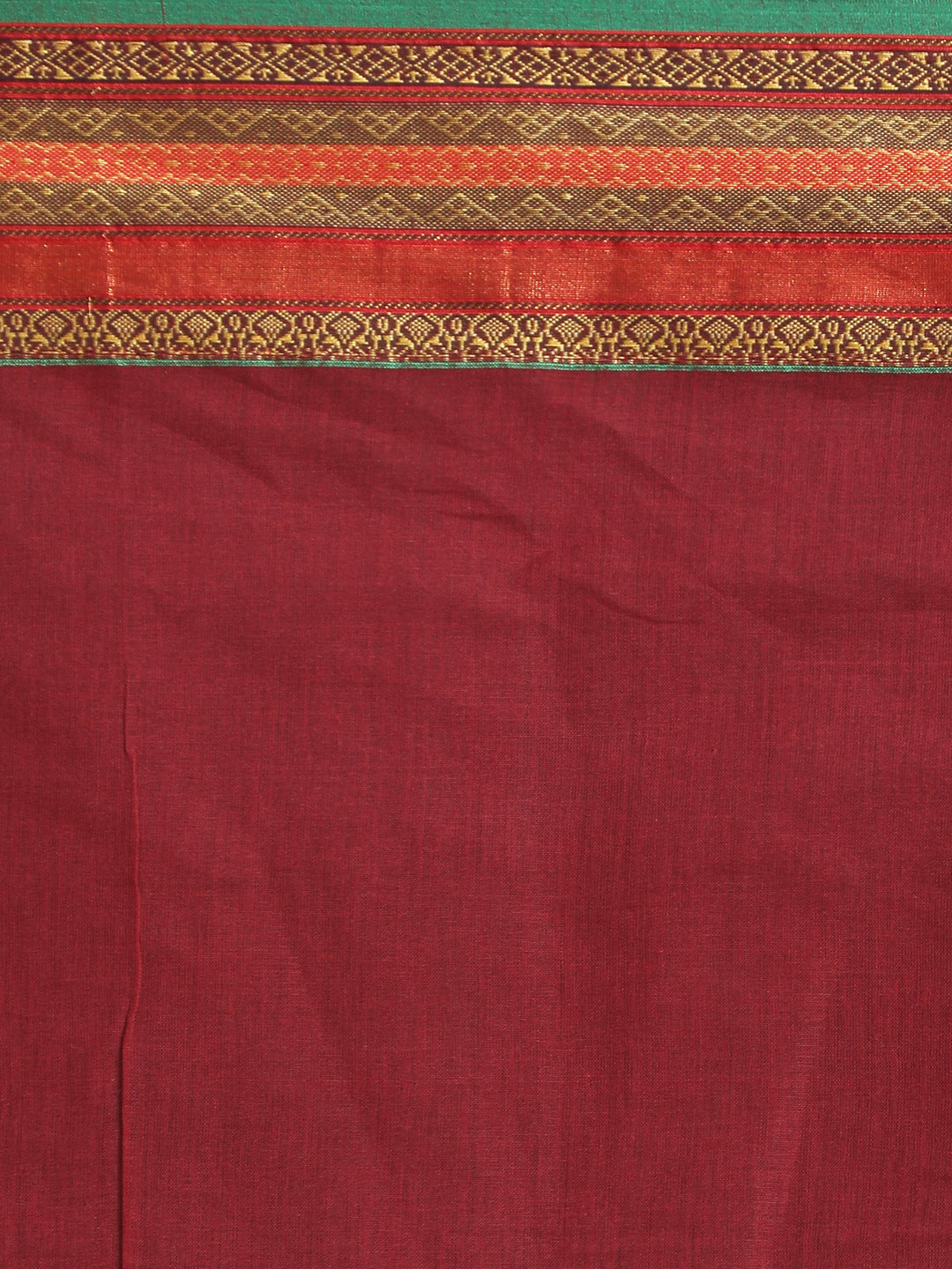 Indethnic Maroon Pure Cotton Solid Saree - Saree Detail View