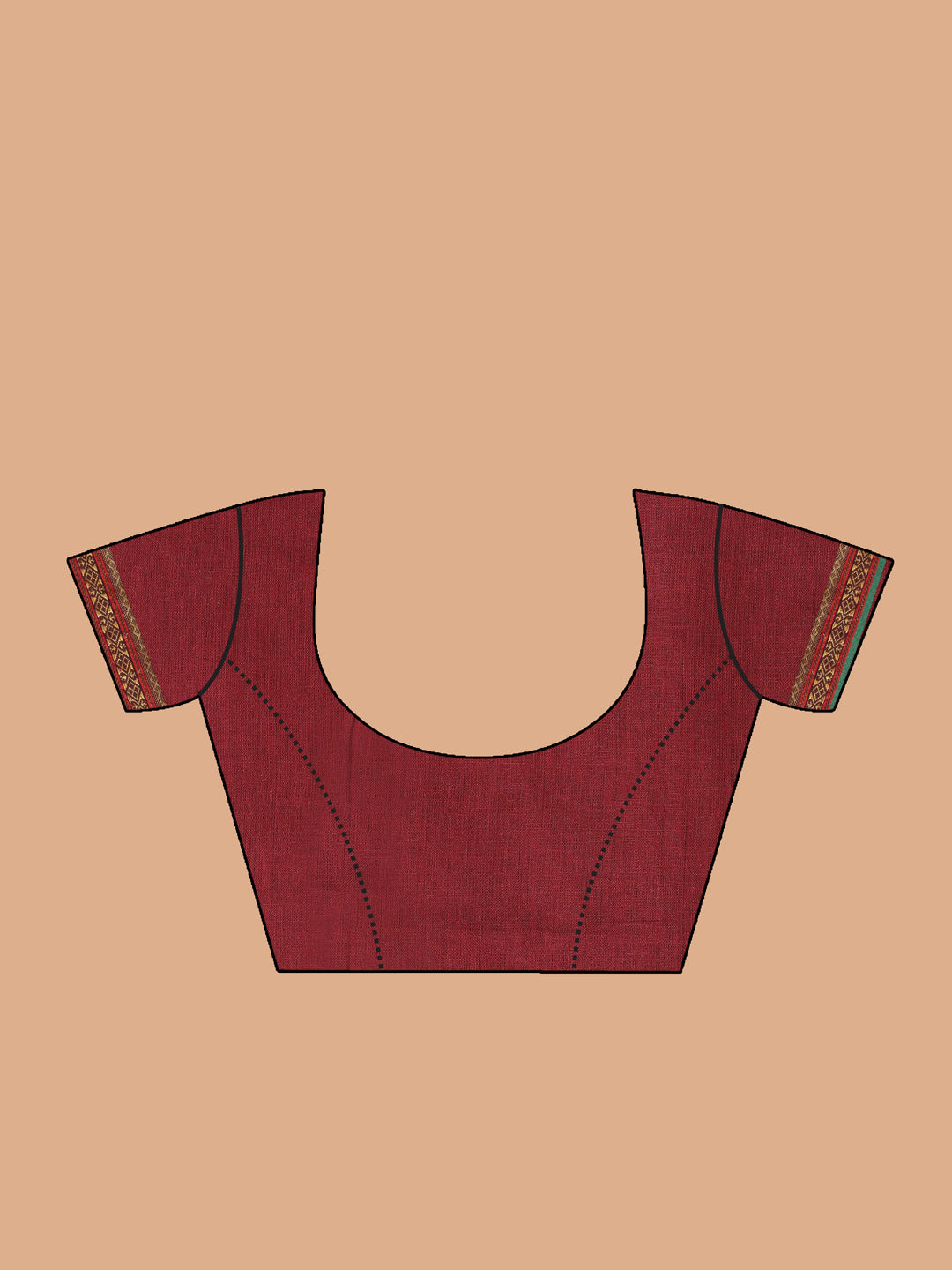 Indethnic Maroon Pure Cotton Solid Saree - Blouse Piece View